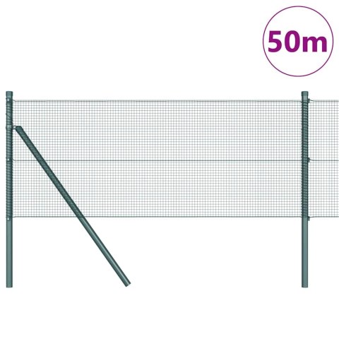OGRODZENIE Z DRUTU SPAWANEGO Z 13 SŁUPKAMI ZIELONE 0.5X50M STAL
