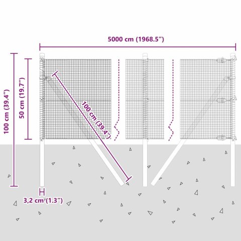 OGRODZENIE Z DRUTU SPAWANEGO Z 13 SŁUPKAMI ZIELONE 0.5X50M STAL