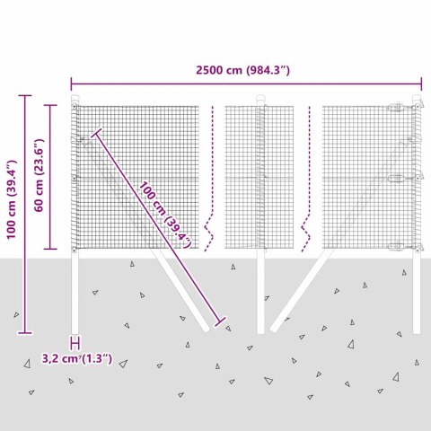 OGRODZENIE Z DRUTU SPAWANEGO Z 13 SŁUPKAMI ZIELONE 0.6X25M STAL
