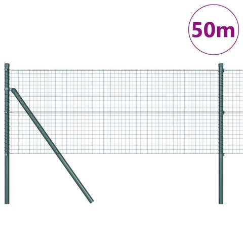 OGRODZENIE Z DRUTU SPAWANEGO Z 13 SŁUPKAMI ZIELONE 0.6X50M STAL