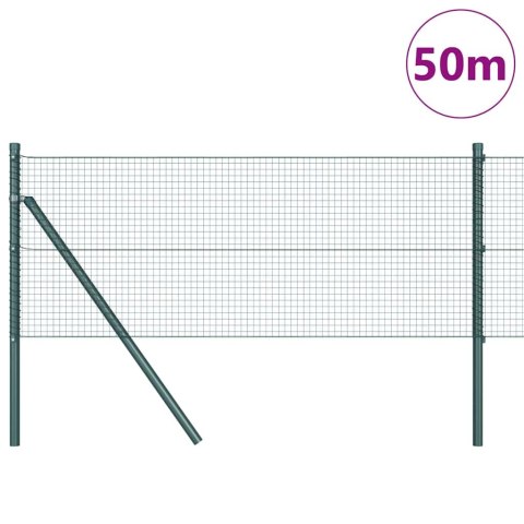 OGRODZENIE Z DRUTU SPAWANEGO Z 13 SŁUPKAMI ZIELONE 0.8X50M STAL