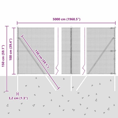 OGRODZENIE Z DRUTU SPAWANEGO Z 13 SŁUPKAMI ZIELONE 1X50M STAL