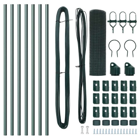 OGRODZENIE Z DRUTU SPAWANEGO Z 7 SŁUPKAMI ZIELONE 0.8X10M STAL