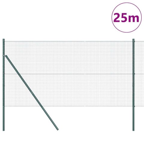 OGRODZENIE Z DZIEGCIEM Z 13 SŁUPKAMI ZIELONE 1.2X25M STAL