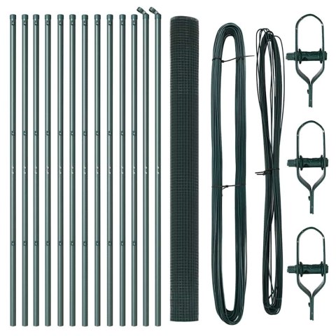 OGRODZENIE ZE SPAWANEJ SIATKI Z 13 SŁUPKAMI ZIELONE 1.5X25M STAL