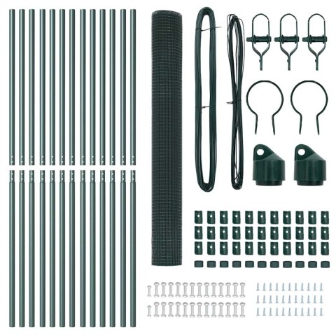 OGRODZENIE ZE SPAWANEJ SIATKI Z 13 SŁUPKAMI ZIELONE 1.5X25M STAL