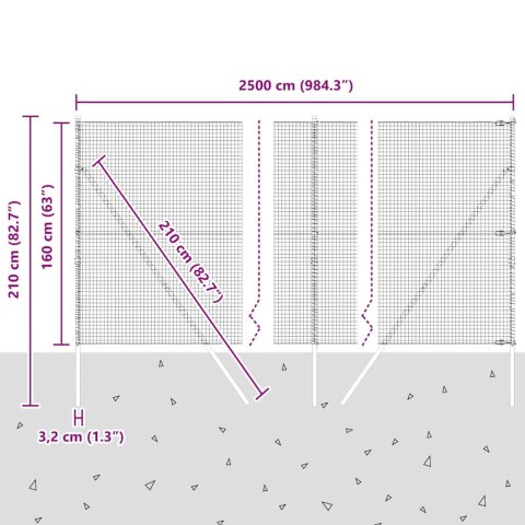 SPAWANE OGRODZENIE Z 13 SŁUPKAMI ZIELONE 1,6X25M STAL
