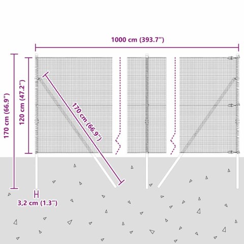 OGRODZENIE SPAWANE Z 7 SŁUPKAMI SZARY 1.2X10M STAL