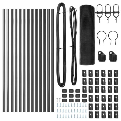 OGRODZENIE Z 13 SŁUPKAMI SZARE 0.4X 25M STAL
