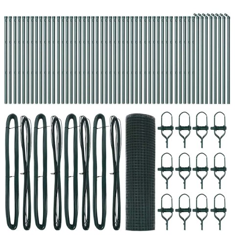 VidaXL Ogrodzenie z drutu spawanego z 13 słupkami Zielone 0,8x100 m Stal