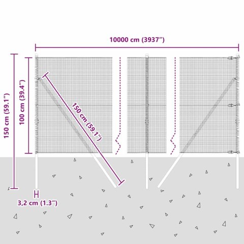 OGRODZENIE Z DRUTU SPAWANEGO Z 13 SŁUPKAMI ZIELONE 1X100M STAL