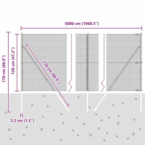 OGRODZENIE Z DRUTU SPAWANEGO Z 13 SŁUPKAMI ZIELONE 1.2X50M STAL