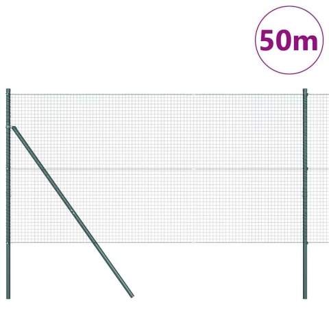 OGRODZENIE Z DRUTU SPAWANEGO Z 13 SŁUPKAMI ZIELONE 1.2X50M STAL