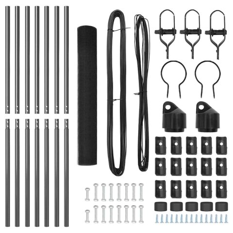 OGRODZENIE ZE SPAWANEGO DRUTU Z 7 SŁUPKAMI SZARYM 1,2X10M STALOWE