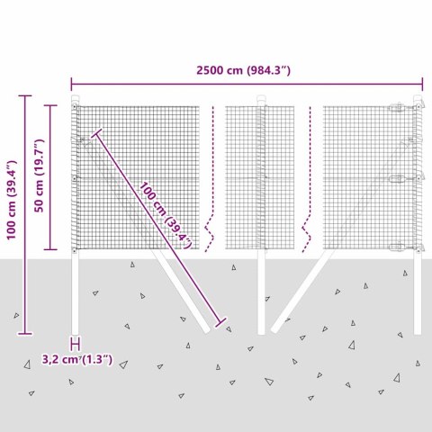 ZESTAW SŁUPKÓW OGRODZENIOWYCH ZESTAW 2 SZARY PLASTIK, METAL