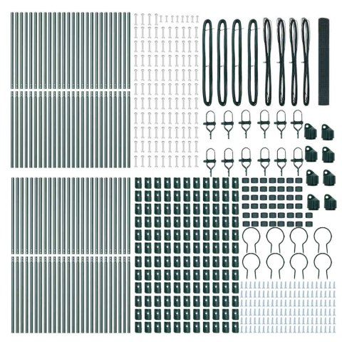 ZIELONE OGRODZENIE Z DRUTU SPAWANEGO Z 13 SŁUPKAMI 1X100M STALOWYM