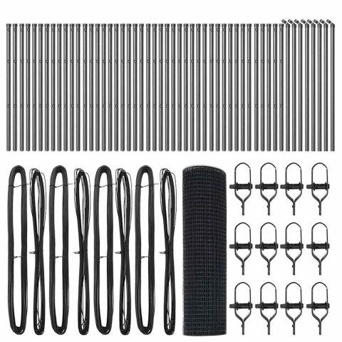 VidaXL Ogrodzenie z drutu spawanego z 7 słupkami Szare 0.4x100 m Stal