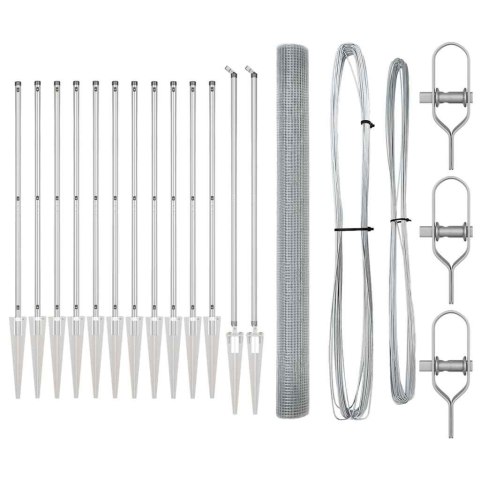 OGRODZENIE Z 13 SŁUPKAMI WBIJANYMI 1.5X25M STAL OCYNKOWANA