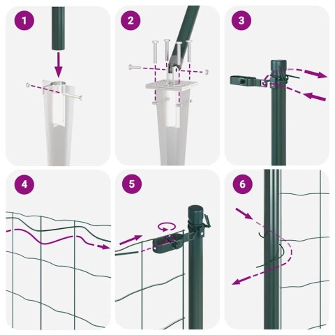 OGRODZENIE Z 7 SŁUPKAMI SPIKE ZIELONE 1,5X10M STAL
