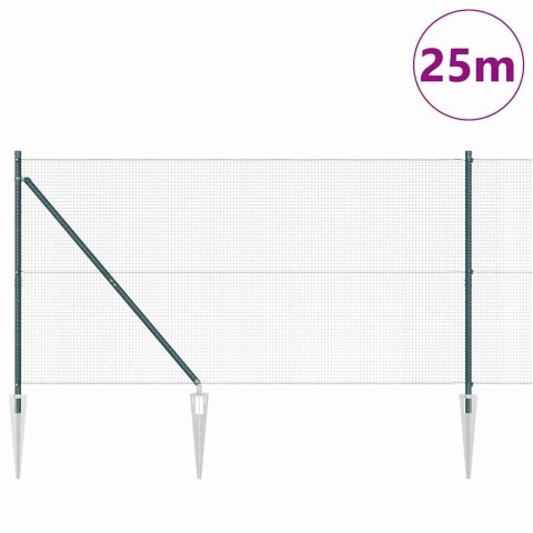 OGRODZENIE Z DRUTU SPAWANEGO Z 13 SŁUPKAMI NA KOLCACH ZIELONE 1.4X25M STAL