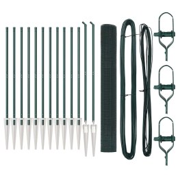 ZESTAW SŁUPKÓW OGRODZENIOWYCH ZESTAW 2 ZIELONY METAL I PVC