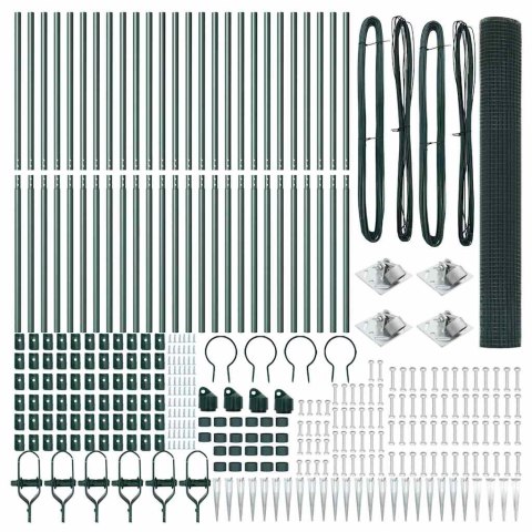 OGRODZENIE SPAWANE Z 13 SŁUPKAMI ZIELONE 1,2X50M STAL