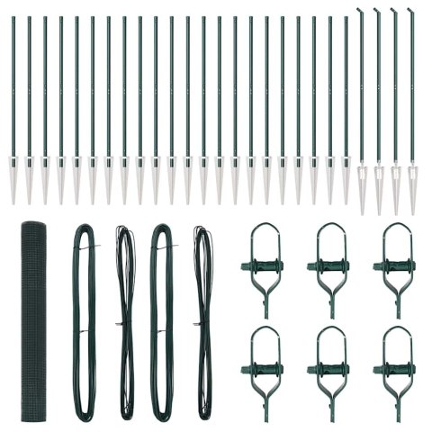 OGRODZENIE Z 13 SŁUPKAMI Z DRUTU SPAWANEGO ZIELONE 1.4X50M STAL