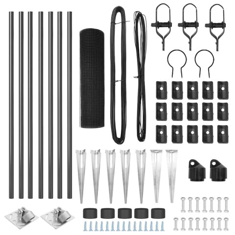 ZESTAW SŁUPKÓW OGRODZENIOWYCH ZESTAW 2 SZARY METALOWY 10X 0.5M