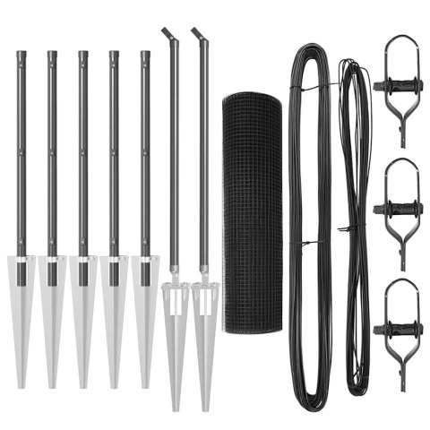 ZESTAW SŁUPKÓW OGRODZENIOWYCH STALOWYCH ZESTAW 2 SZARY