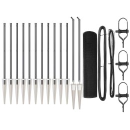 ZESTAW SŁUPÓW OGRODZENIOWYCH ZESTAW 2 SZARY CZARNY STAL PVC