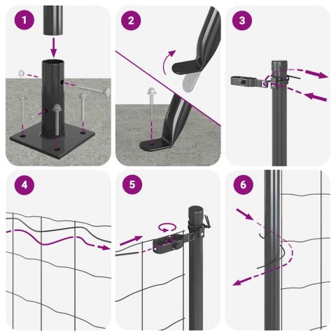 OGRODZENIE Z DRUTU SPAWANEGO Z 13 SŁUPKAMI FLANŻOWYMI SZARE 1X100M STAL