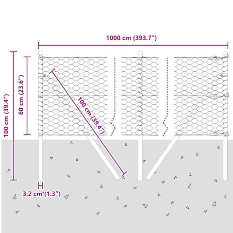 OGRODZENIE HEKSAGONALNE SZARE 0.6X10M STAL