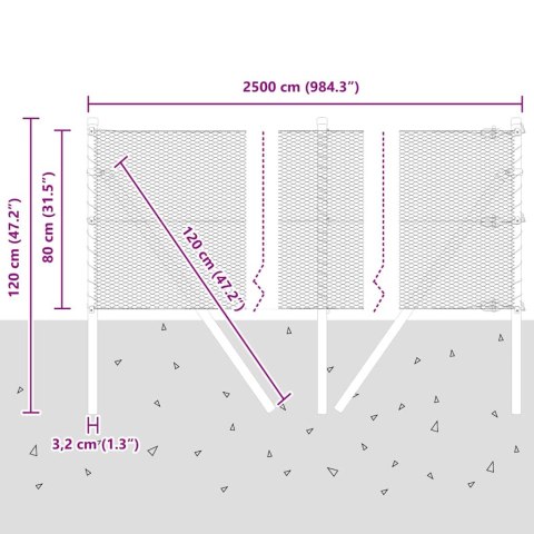 OGRODZENIE HEKSAGONALNE SZARE 0.8X25M STAL