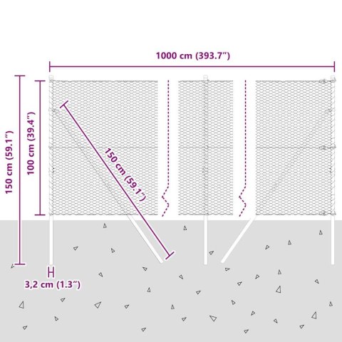 OGRODZENIE HEKSAGONALNE SZARE 1X10M STAL