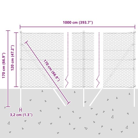 OGRODZENIE HEKSAGONALNE SZARE 1,2X10M STAL