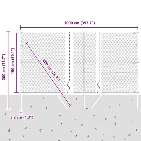 OGRODZENIE HEKSAGONALNE SZARE 1,5X10M STAL