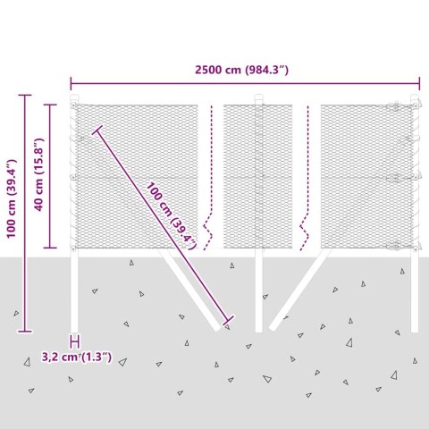 OGRODZENIE HEKSAGONALNE SZARY 0.4X25M STALOWE