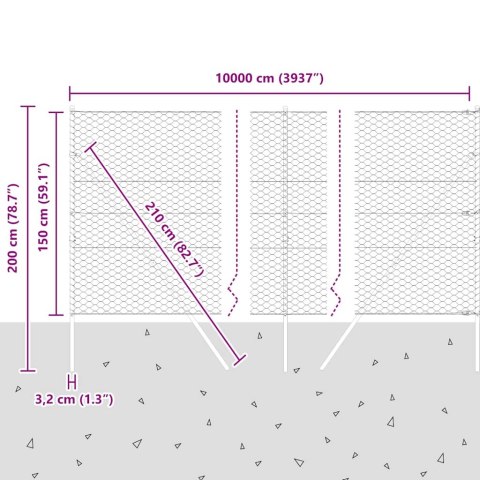 OGRODZENIE HEKSAGONALNE ZIELONE 1.5X100M STALOWE