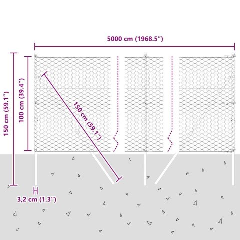 SZARE OGRODZENIE HEXAGON 1X50M ZE STALI