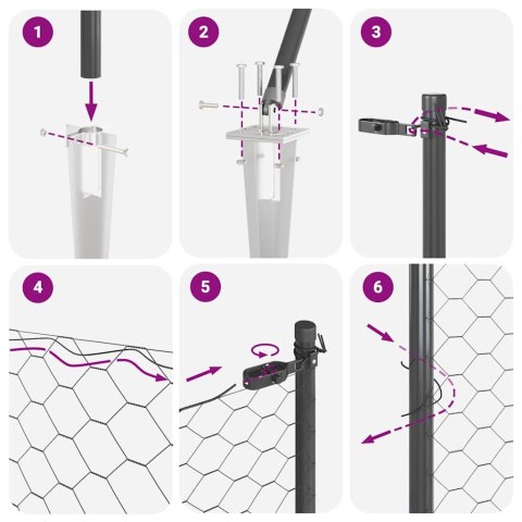 OGRODZENIE SZEŚCIOKĄTNE SZARE 1,4X25M STAL