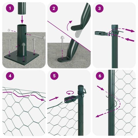 VidaXL Ogrodzenie Sześciokątne Zielone 0.5x50 m Stal