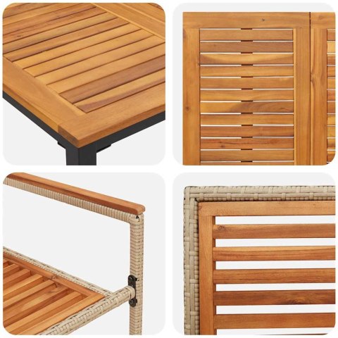 5-CZĘŚCIOWY ZESTAW DO JADALNI W OGRODZIE BEŻOWY POLIRATTAN AKACJA