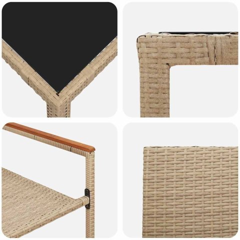 9-CZĘŚCIOWY ZESTAW DO JEDZENIA W OGRODZIE BEŻOWY RATTAN 190X90X75CM