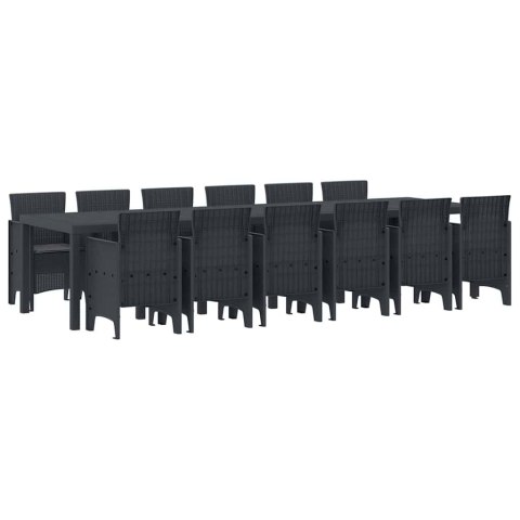 ZESTAW DO JADALNI W OGRODZIE 13 PCS ANTRACYT DUŻY