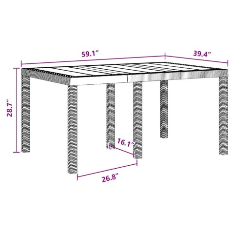 ZESTAW DO JADALNI W OGRODZIE 5 PCS BRĄZOWY 150X 100X 73CM