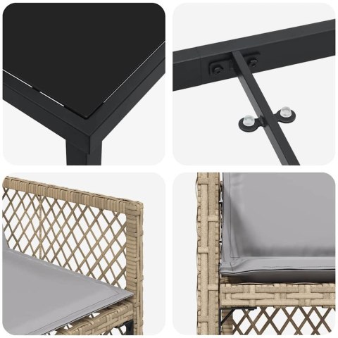 5-CZĘŚCIOWY ZESTAW DO JADALNI W OGRODZIE Z PODUCHAMI BEŻOWY POLIRATTAN