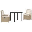 3-CZĘŚCIOWY ZESTAW JADALNY DO OGRODU BEŻOWY Z POLI RATTANU