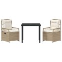3-CZĘŚCIOWY ZESTAW JADALNY DO OGRODU BEŻOWY Z POLI RATTANU