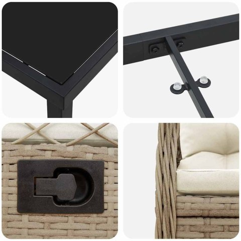 3-CZĘŚCIOWY ZESTAW JADALNY DO OGRODU BEŻOWY Z POLI RATTANU