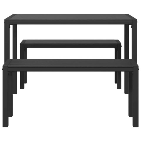 ZESTAW DO JEDZENIA W OGRODZIE 3-CZĘŚCIOWY ZE STALI I WPC W KOLORZE CZARNYM